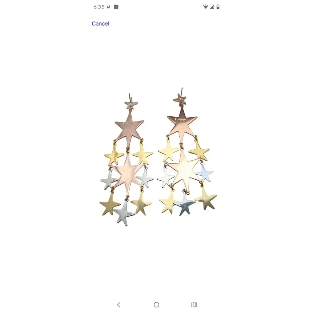 J.Crew Falling Stars Chandelier Earrings Tri Tone